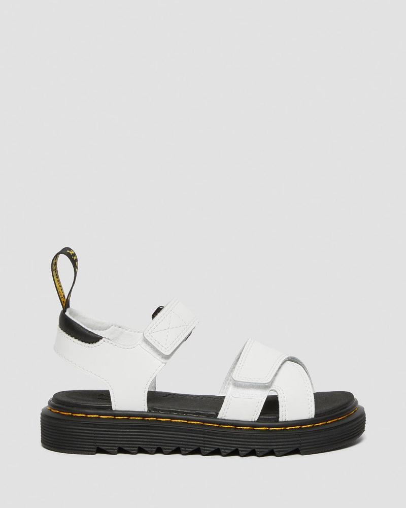 White Kids' Dr Martens Junior Vossie Leather Sandals | CA 723KOR